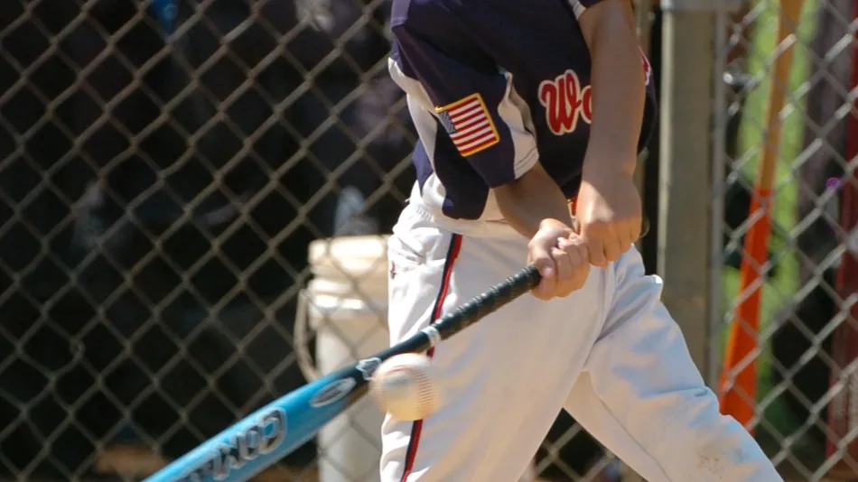 Little league baseball player in action