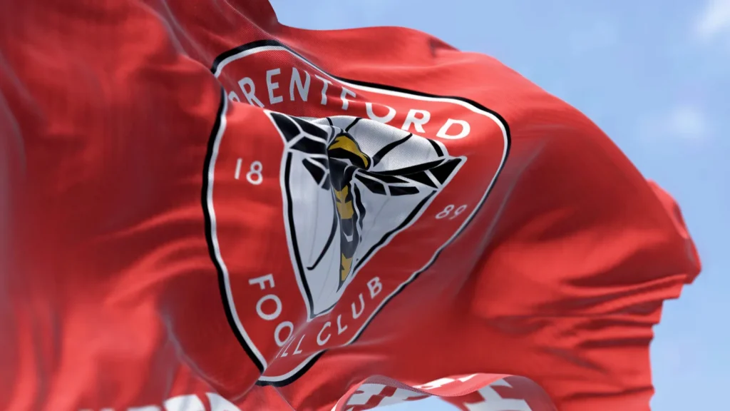 Brentford FC flag waving