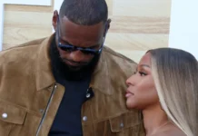 American professional basketball player LeBron James and his wife Savannah James