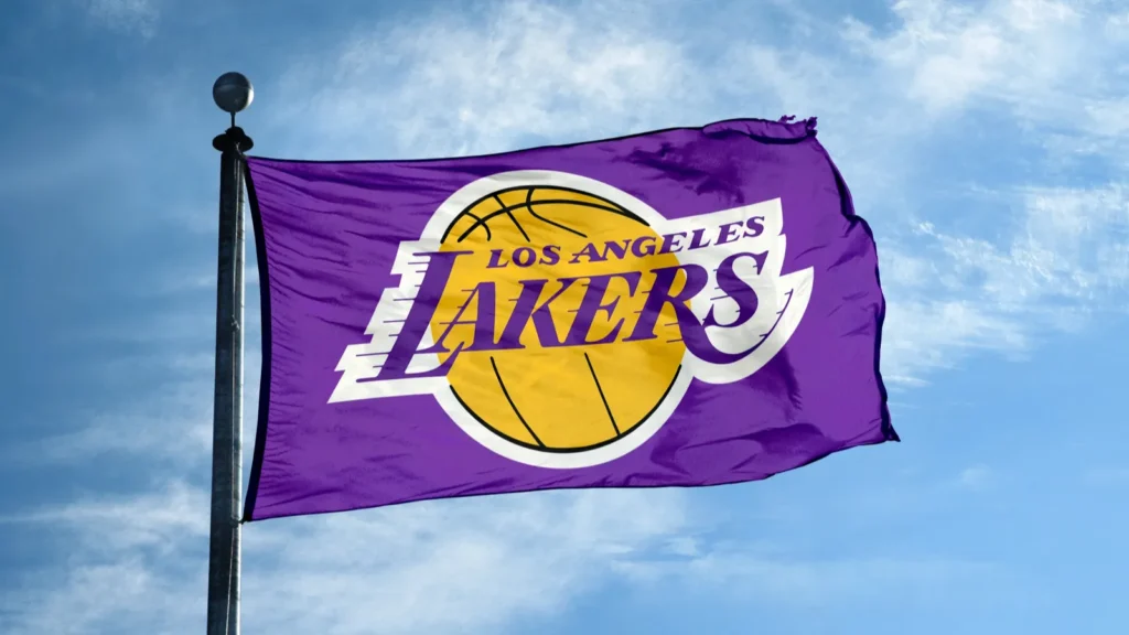 LA Lakers logo on a flag