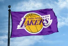 LA Lakers logo on a flag