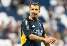 Luis Figo at the football stadium.