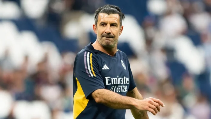 Luis Figo madrid spain march 23 2024 solidarity match between real madrid Luis Figo at the football stadium.