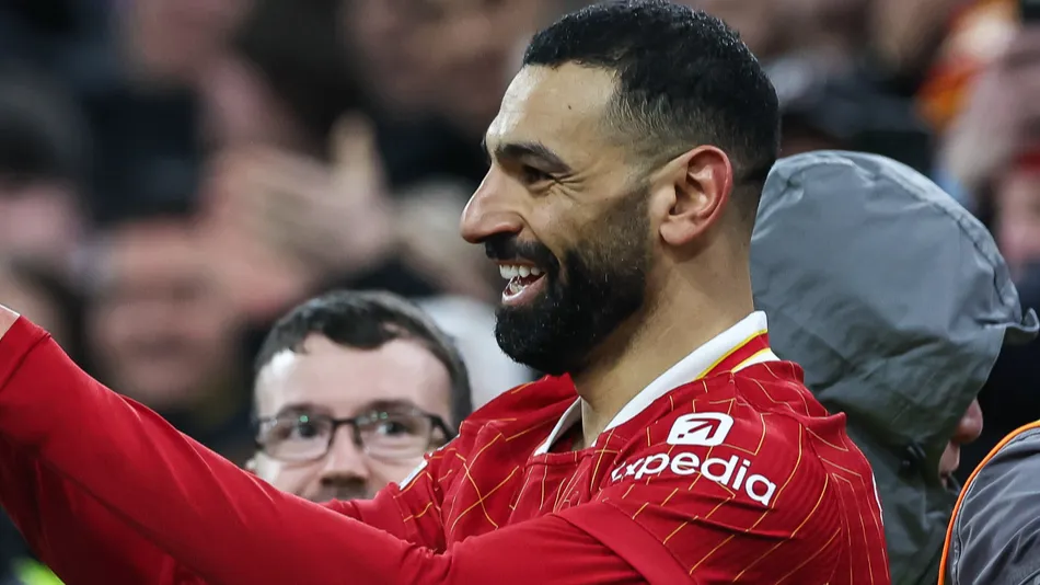 Mohamed Salah of Liverpool celebrates his goal