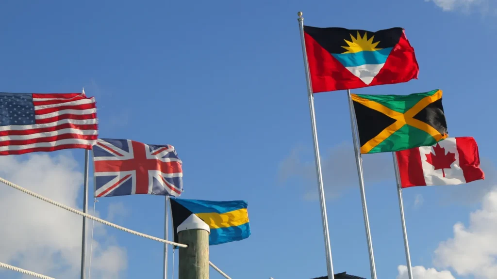 nassau bahamas  december 4 2017 flags of antigua and