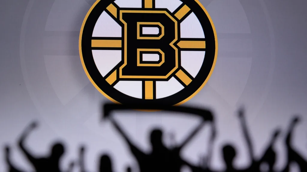 Silhouette of Boston Bruinsfans celebrate and supporting their team