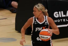 Sophie Cunningham in action during the basketball game.