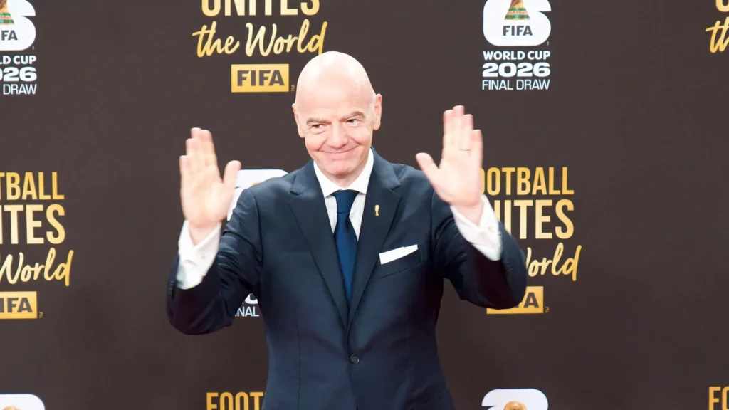FIFA President Gianni Infantino speaking at the 2026 World Cup Final Draw ceremony in Washington, D.C.