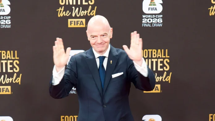 FIFA President Gianni Infantino speaking at the 2026 World Cup Final Draw ceremony in Washington, D.C.