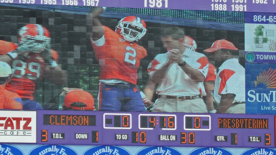 scoreboard at clemsons memorial stadium