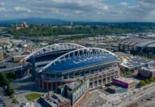Aerial view of the Lumen Field