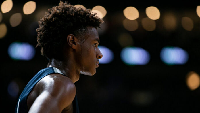 A close-up shot of Bronny James.
