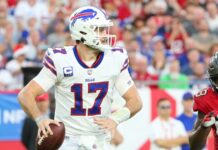 Josh Allen in action during a game.