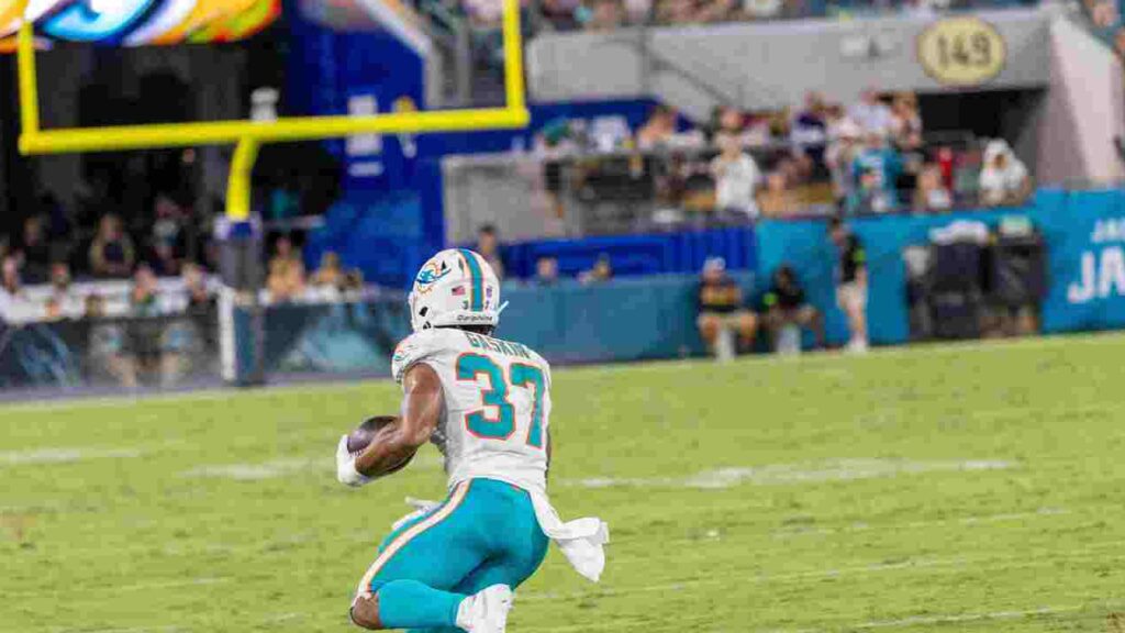 Miami Dolphins during an NFL game at Hard Rock Stadium.