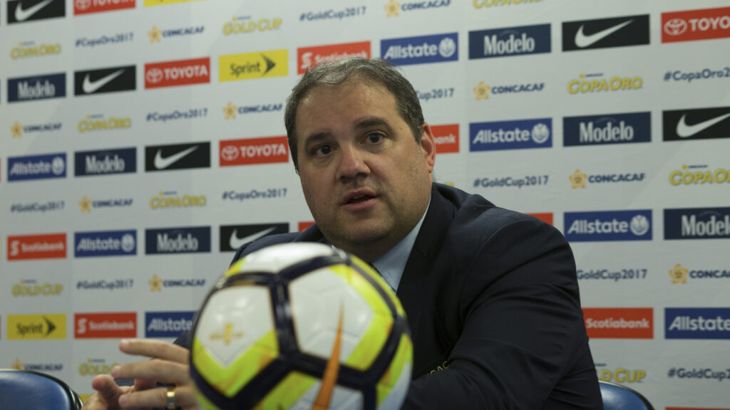 CONCACAF President Victor Montagliani addresses the media