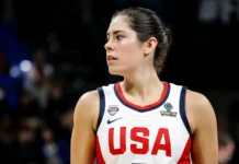 Kelsey Plum believes Gabby Williams could become the WNBA’s next big star Kelsey Plum looking towards her right during the game.