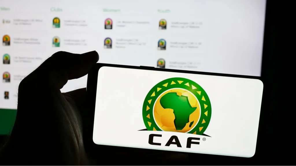 Confederation of African football logo on a mobile phone screen