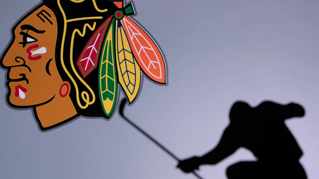 Chicago Blackhawks concept photo silhouette of professional NHL hockey player