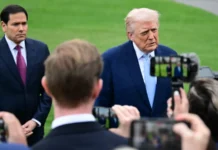 Donald Trump speaking to the press