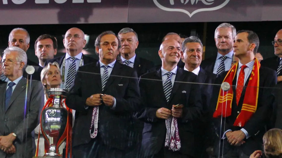 UEFA president Michel Platini alongside current FIFA president Gianni Infantino