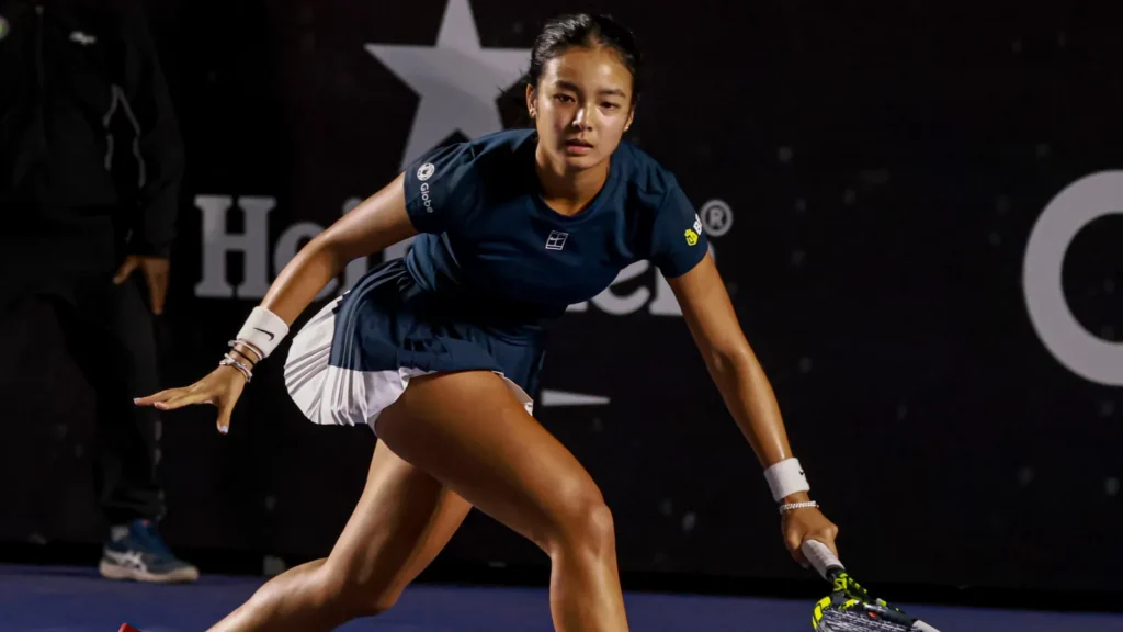 Alexandra Eala during a tennis game.