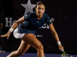 Alexandra Eala during a tennis game.