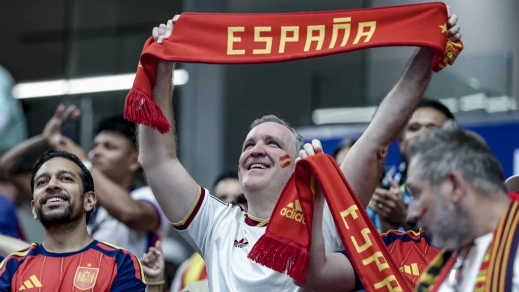 Spain fans celebrating and supporting their team