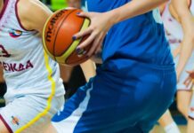 Basketball players in action