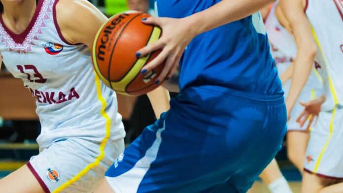 Basketball players in action