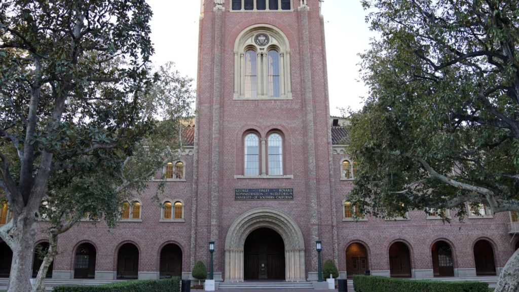 Exterior shot of Bovard Administration Building at USC.