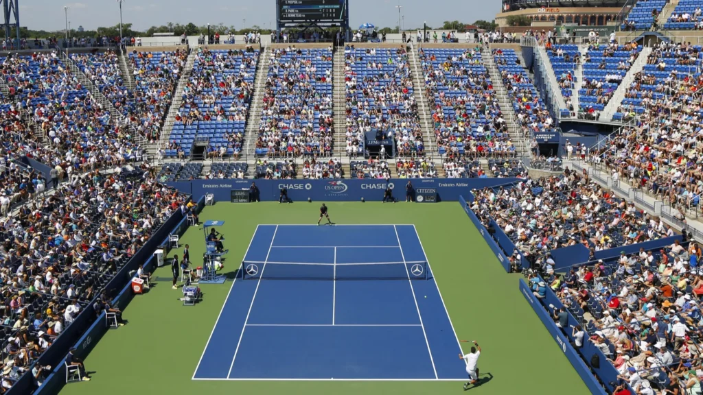 Aerial view of the Armstrong stadium during US Open.