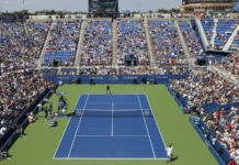 A strange interruption at the U.S. Open has people asking bigger questions Aerial view of the Armstrong stadium during US Open.