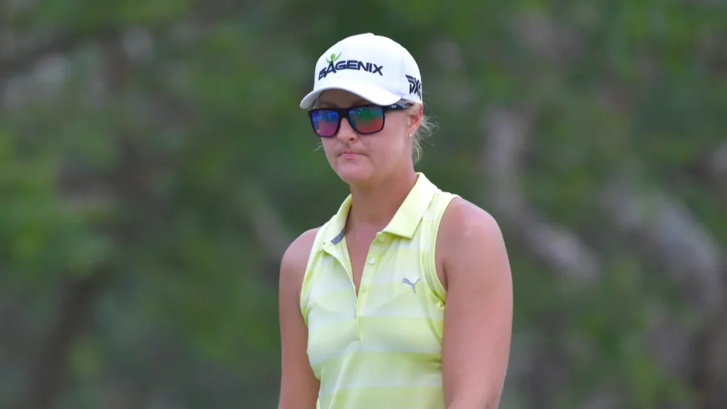 Anna Nordqvist looks on during a golf game.