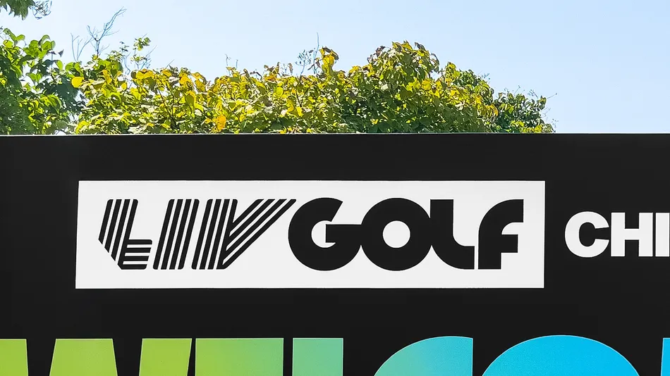 Logo of LIV Golf on a banner