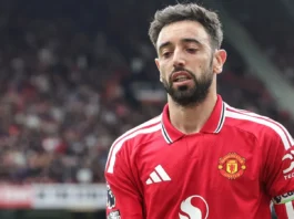 Bruno Fernandes during the premier league match.