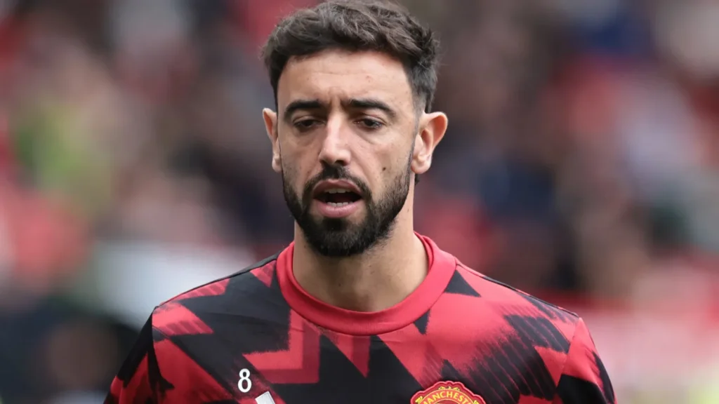 bruno fernandes of manchester united in the pregame warmup session