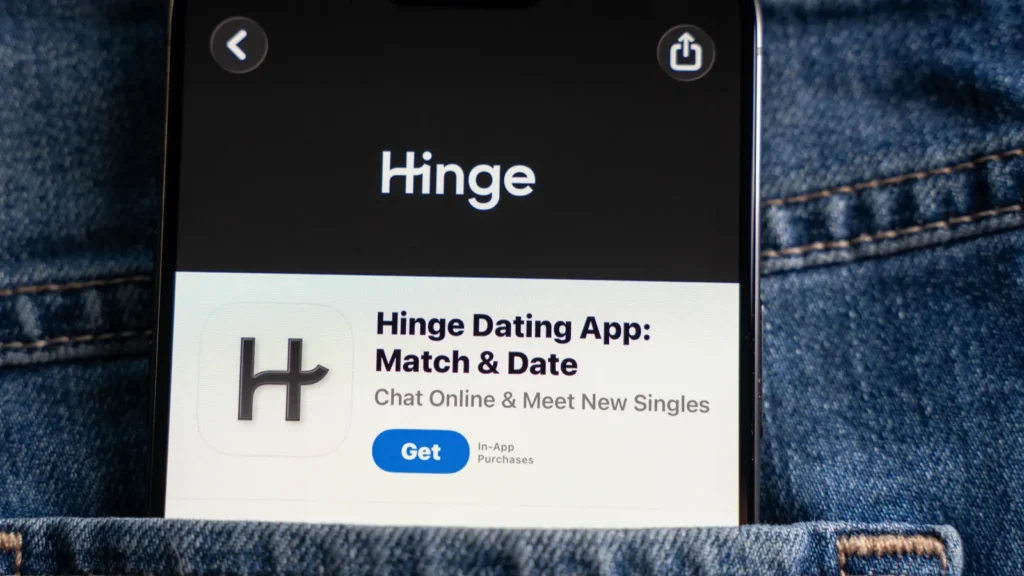 close up of Hinge dating app