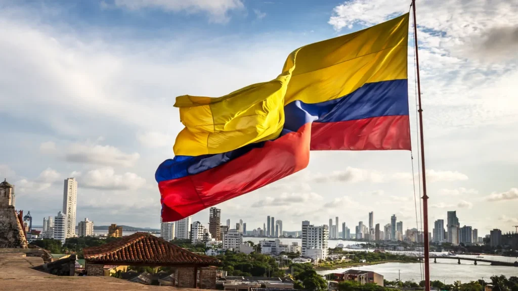 Colombian flag in Cartagena fort