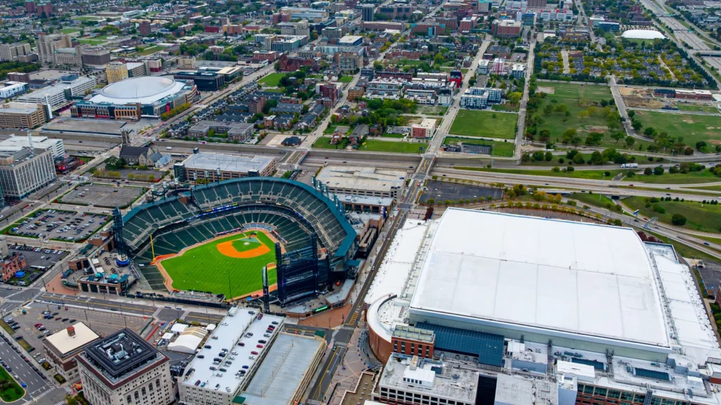 Comerica Park and Little Caesars Arena in Detroit