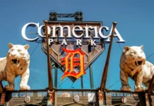 detroit michigan usa  march 20 2018 exterior of comerica