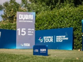 DP World Tour golf setup in Dubai, United Arab Emirates.