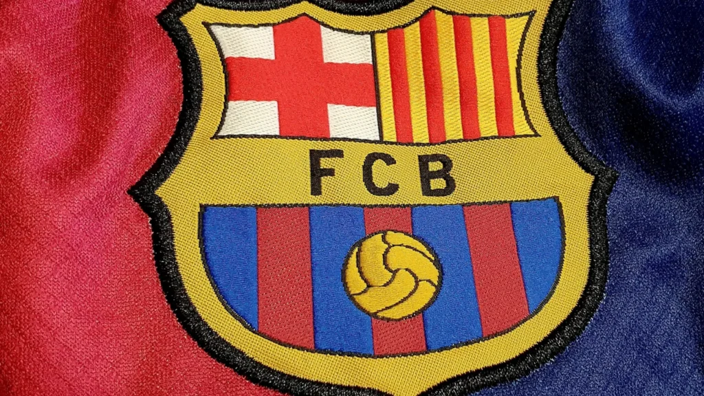 fc barcelona logoemblem on an official shirts