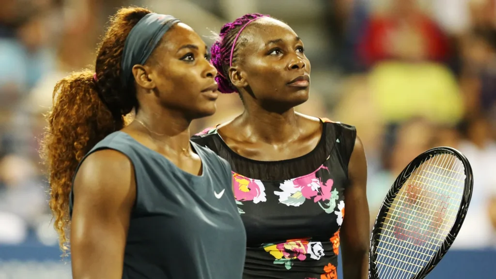 Serena Williams and Venus Williams during the tennis game.