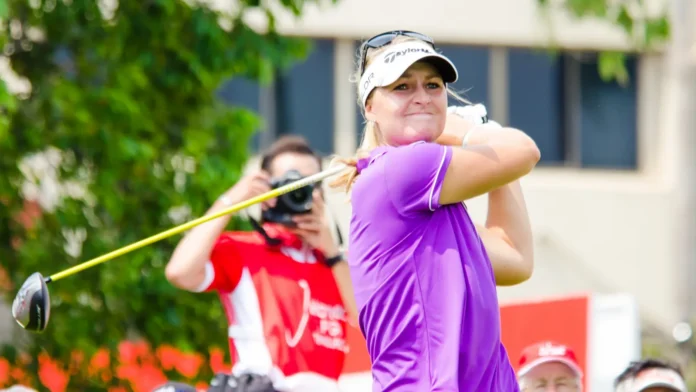 Anna Nordqvist honda lpga thailand 2014 Anna Nordqvist makes a shot during golf match.