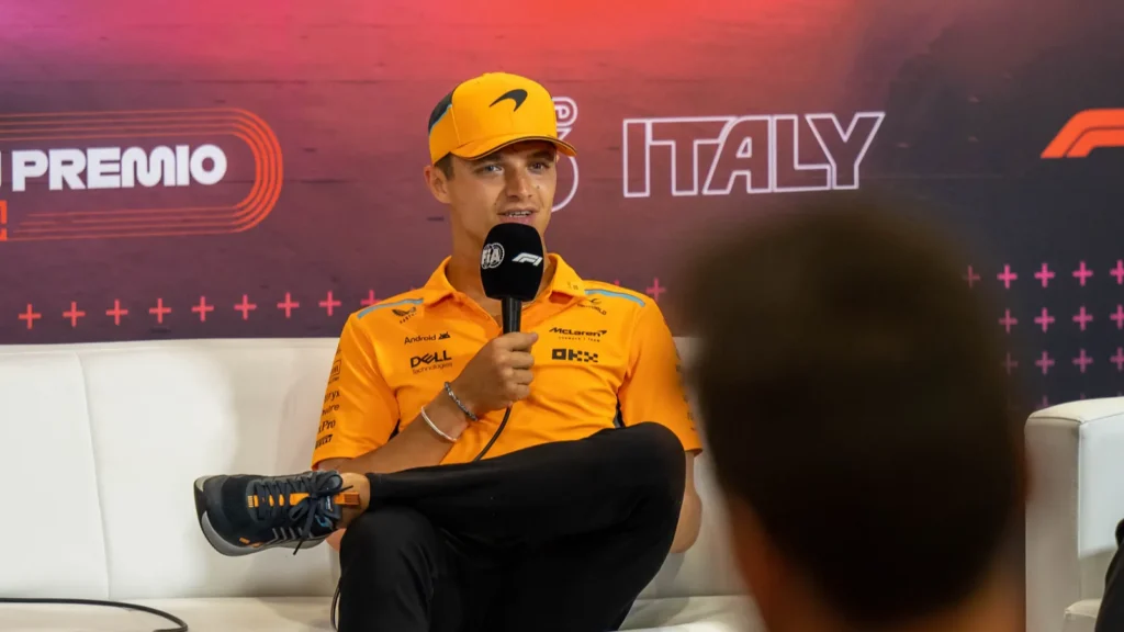 Lando Norris at the press conference.