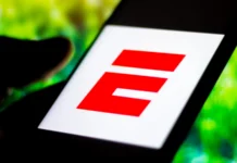 ESPN logo is displayed on a smartphone