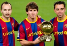 Lionel Messi with the Ballon d’Or (Golden Ball):