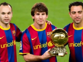 Lionel Messi with the Ballon d’Or (Golden Ball):