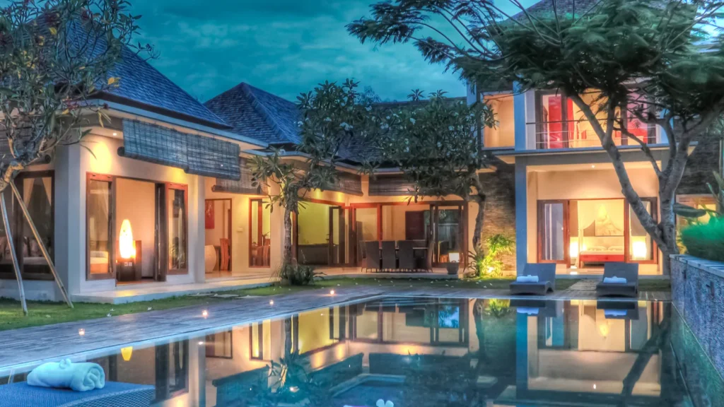 luxury tropical villa and garden with swimming pool