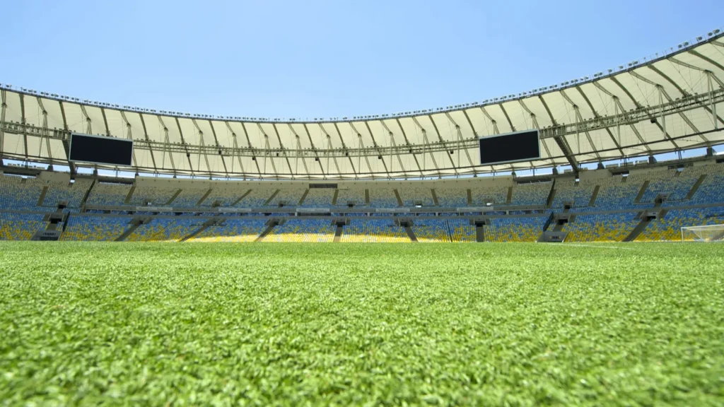 Grass field inside Maracanã Stadium in Rio de Janeiro.